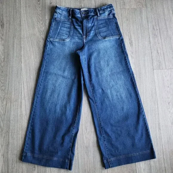 Hidden Los Angeles 70s Vibe Patch Pocket High Waist Wide Leg Jeans Size 31/12 - Picture 5 of 15